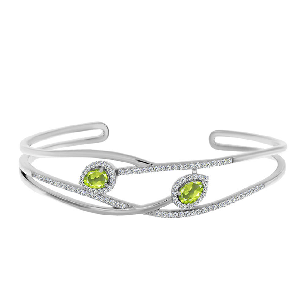 Brazalete de Plata con Peridoto de Changbai y Topacio Blanco 1 