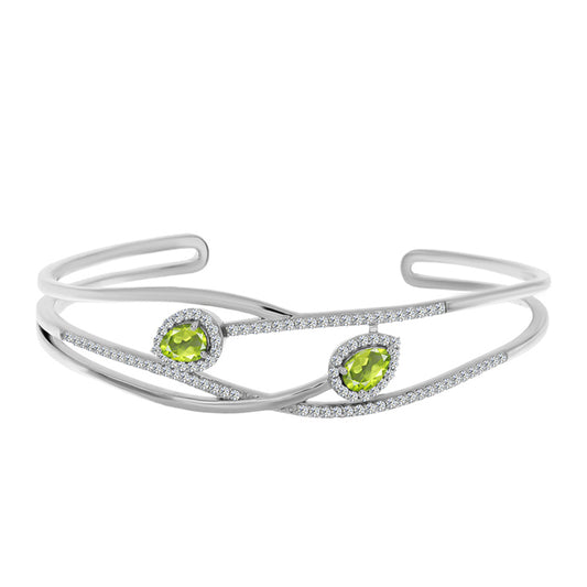 Brazalete de Plata con Peridoto de Changbai y Topacio Blanco