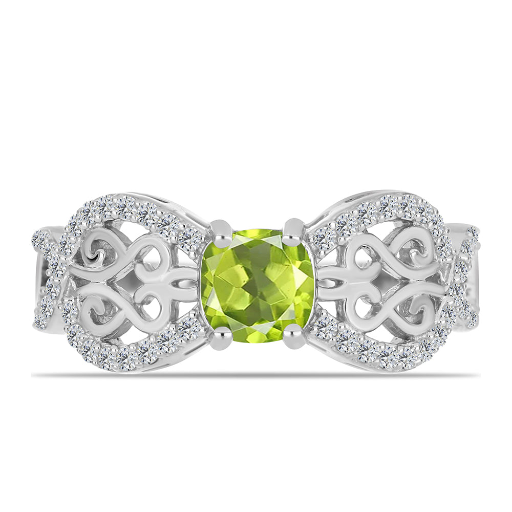 Anillo de Plata con Peridoto de Changbai y Topacio Blanco 1 