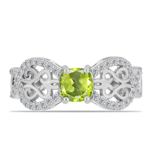 Anillo de Plata con Peridoto de Changbai y Topacio Blanco