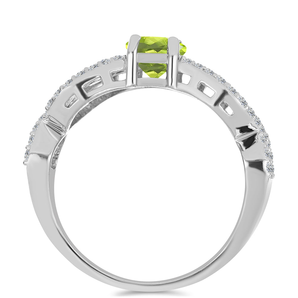 Anillo de Plata con Peridoto de Changbai y Topacio Blanco 2 