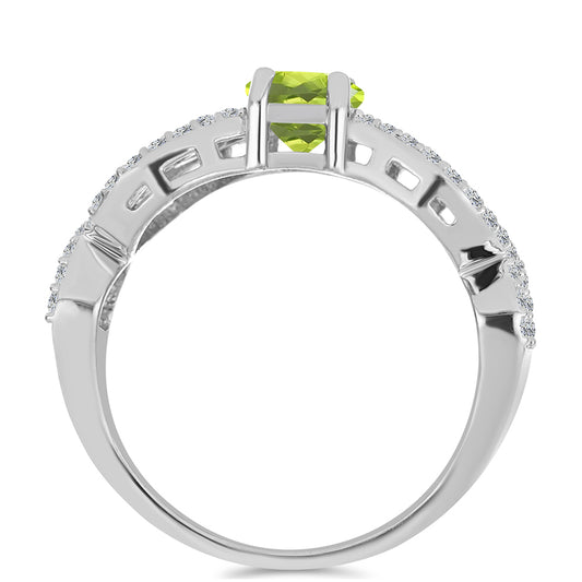 Anillo de Plata con Peridoto de Changbai y Topacio Blanco