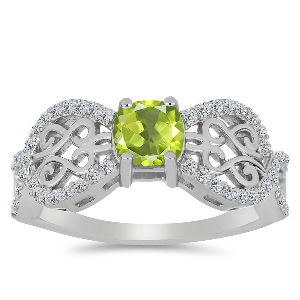 Anillo de Plata con Peridoto de Changbai y Topacio Blanco 3 