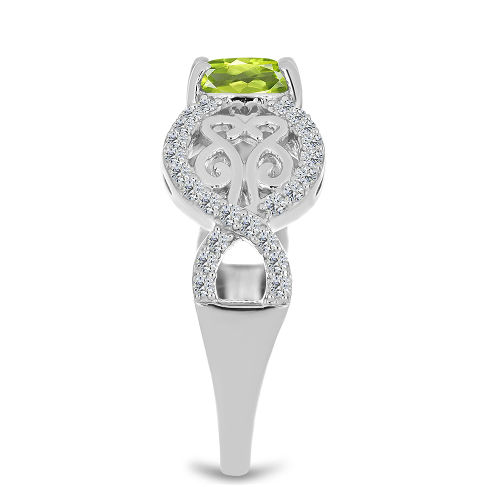 Anillo de Plata con Peridoto de Changbai y Topacio Blanco 4 