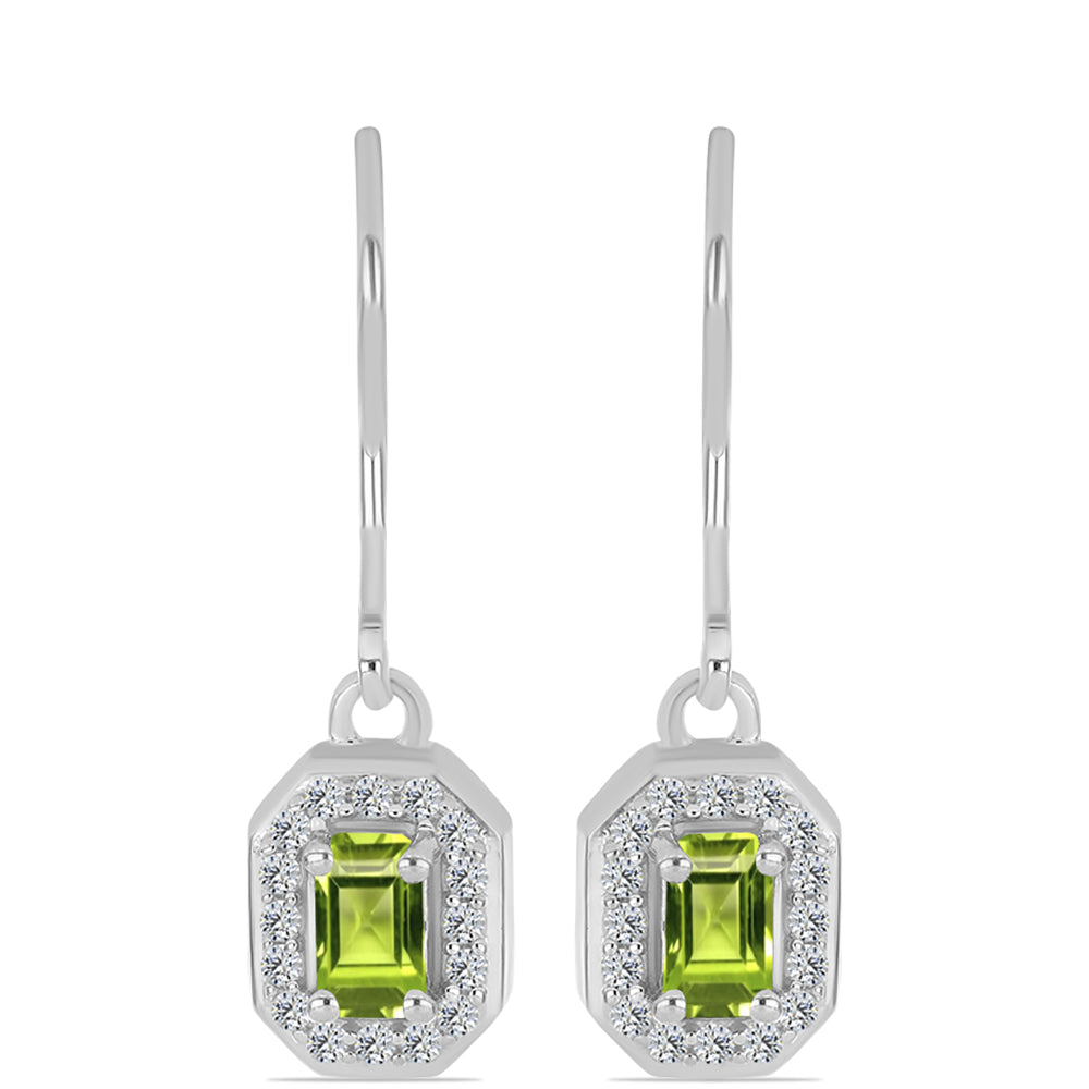 Pendientes de Plata con Peridoto de Changbai y Topacio Blanco 3 