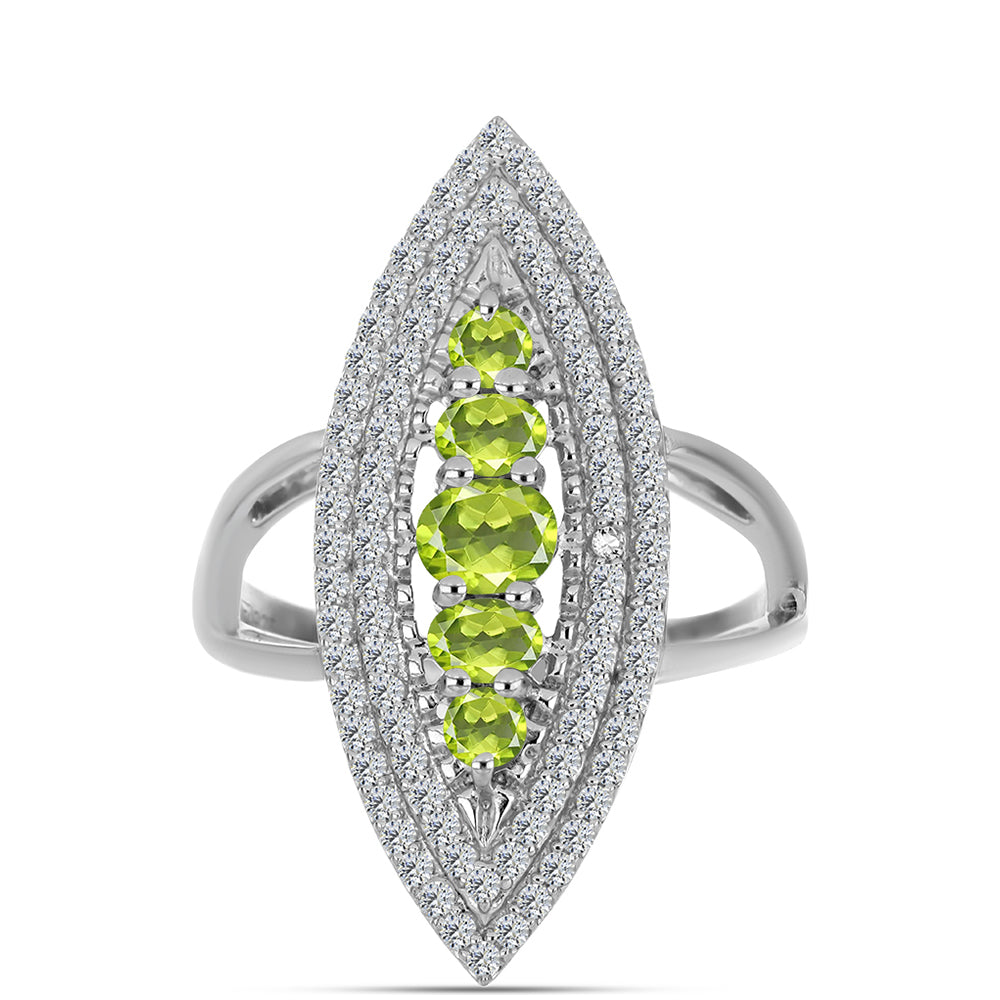 Anillo de Plata con Peridoto de Changbai y Topacio Blanco