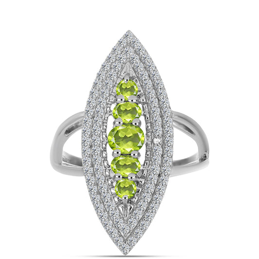 Anillo de Plata con Peridoto de Changbai y Topacio Blanco