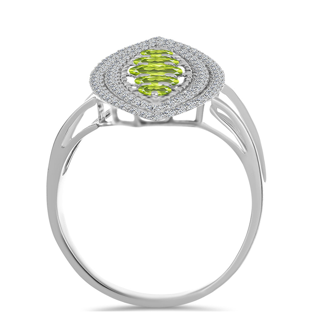 Anillo de Plata con Peridoto de Changbai y Topacio Blanco