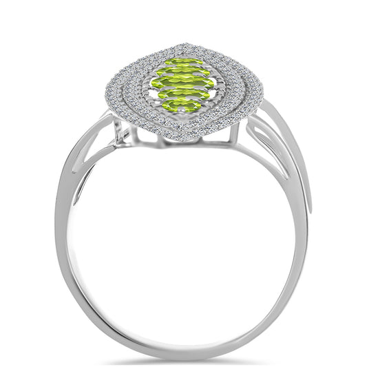 Anillo de Plata con Peridoto de Changbai y Topacio Blanco