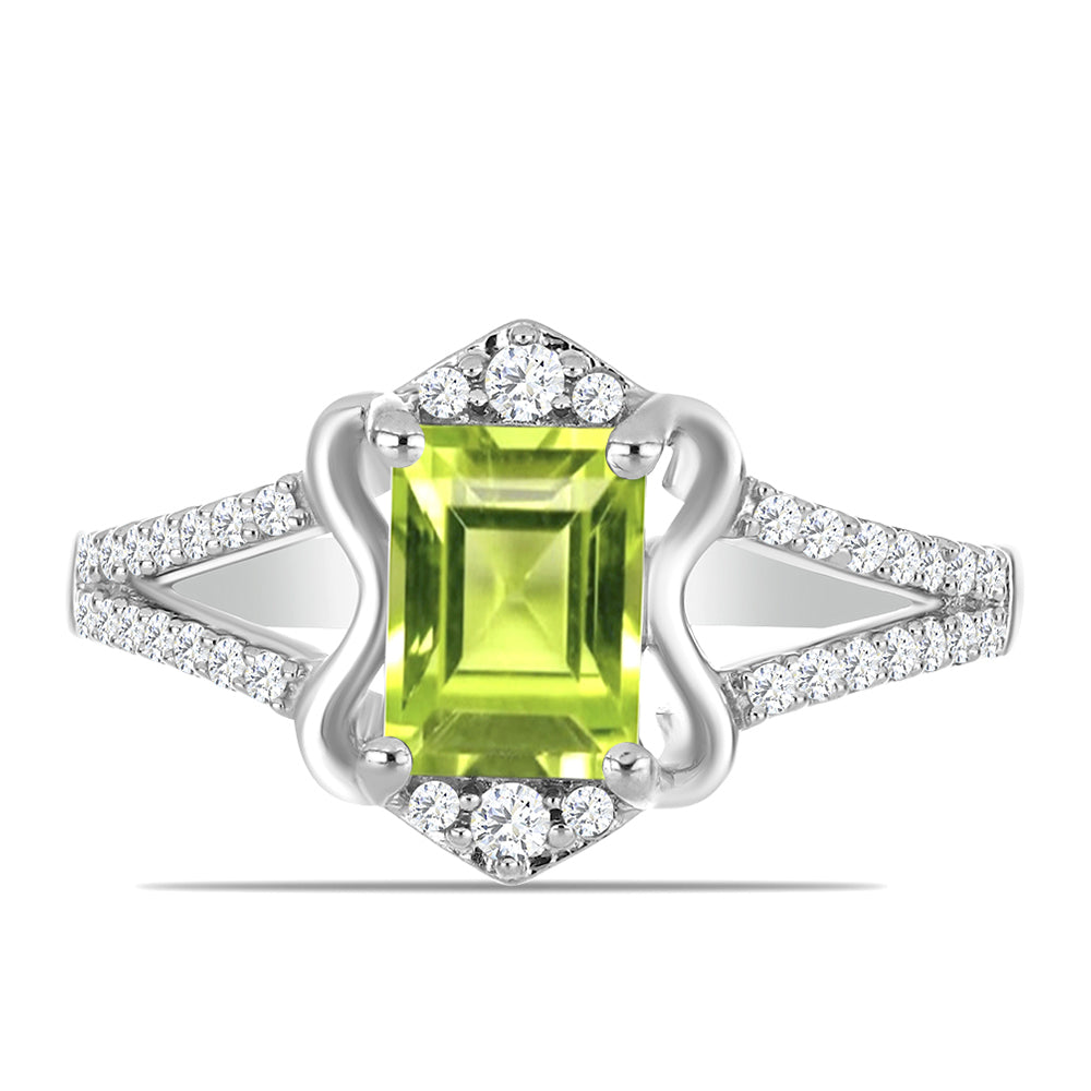 Anillo de Plata con Peridoto de Changbai y Topacio Blanco