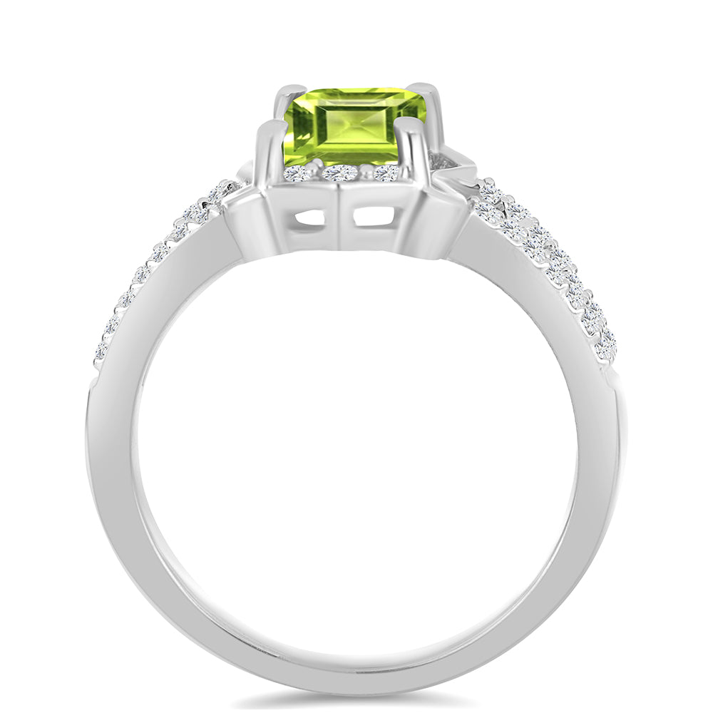 Anillo de Plata con Peridoto de Changbai y Topacio Blanco 2 