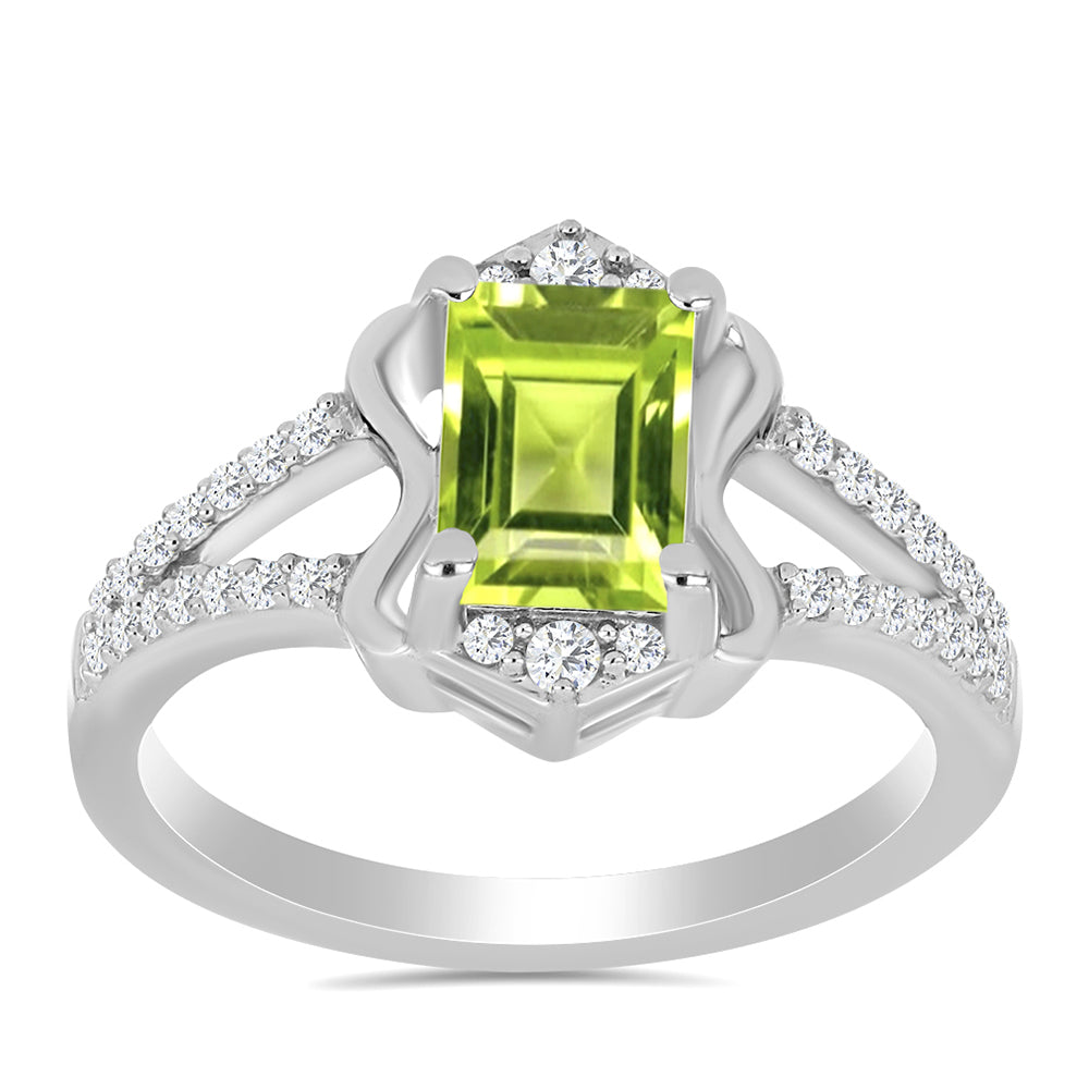 Anillo de Plata con Peridoto de Changbai y Topacio Blanco 3 