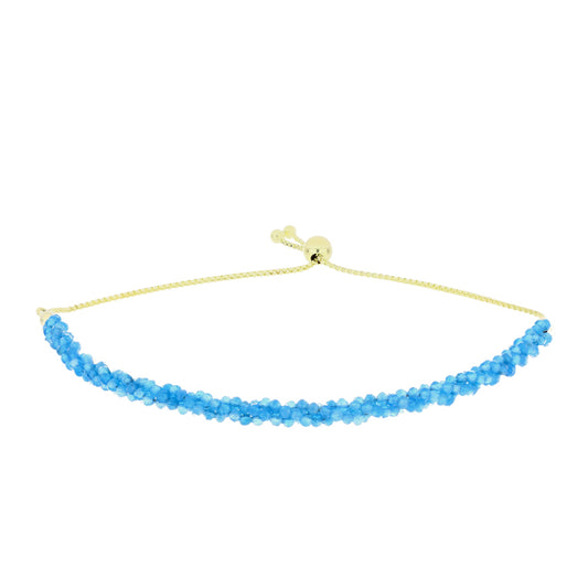 Pulsera de Plata Bañada en Oro con Cuarzo Paraiba