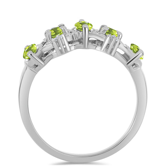 Anillo de Plata con Peridoto de Changbai y Topacio Blanco