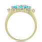 Anillo de Plata Bañada en Oro con Cuarzo Paraiba y Topacio Blanco