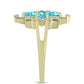 Anillo de Plata Bañada en Oro con Cuarzo Paraiba y Topacio Blanco