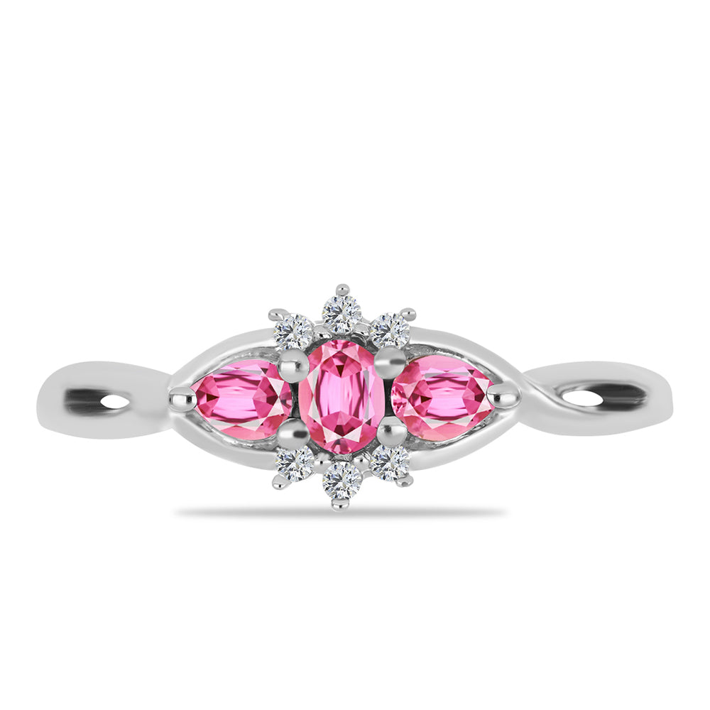 Anillo de Plata con Turmalina Rosa de Pelmadulla y Topacio Blanco 1 