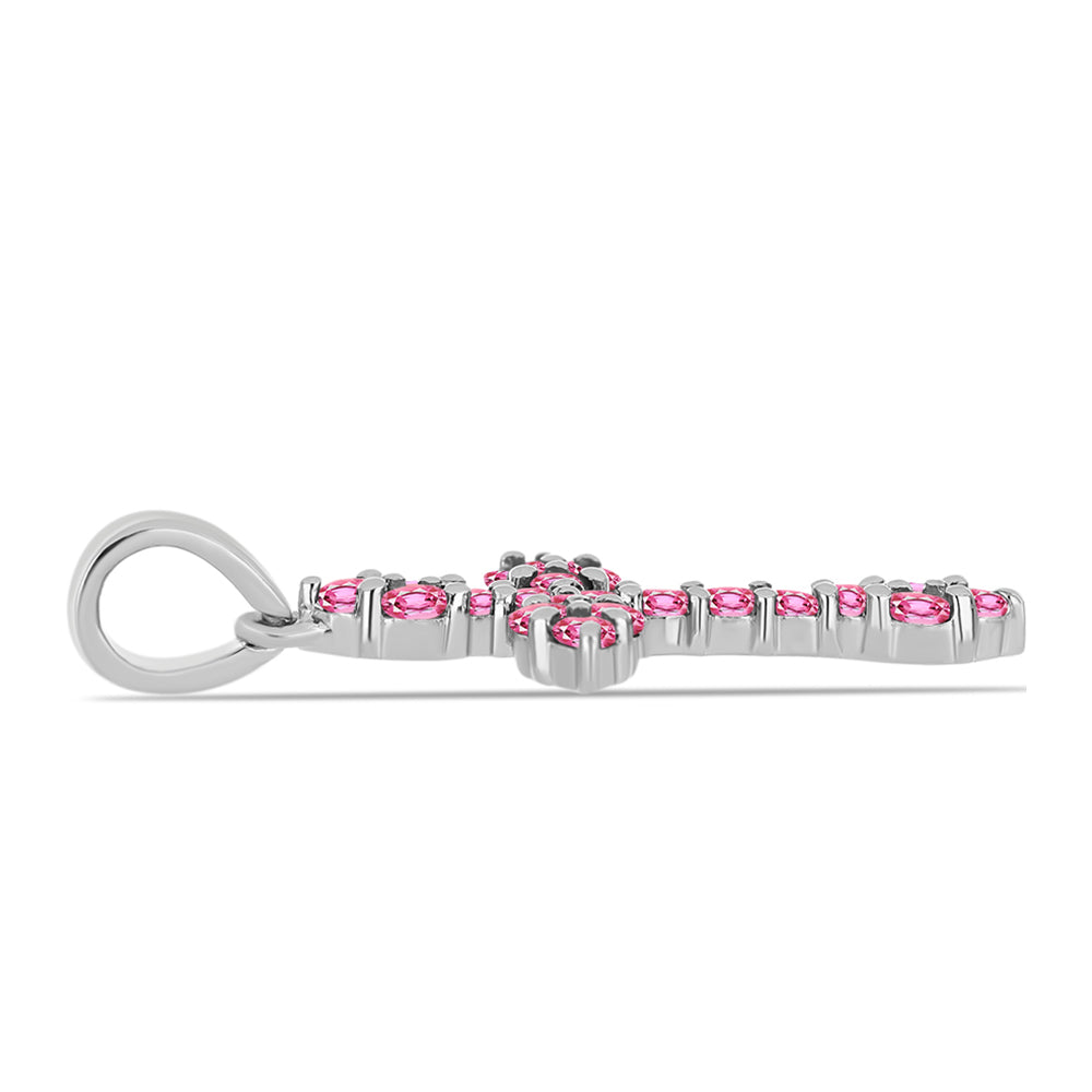 Cruz Colgante de Plata con Turmalina Rosa de Pelmadulla 2 