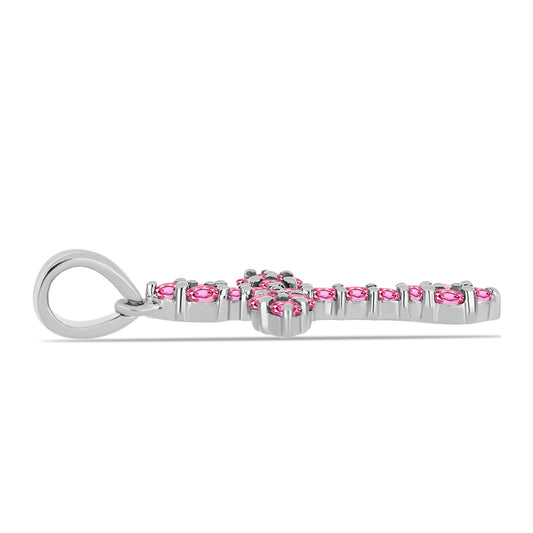Cruz Colgante de Plata con Turmalina Rosa de Pelmadulla
