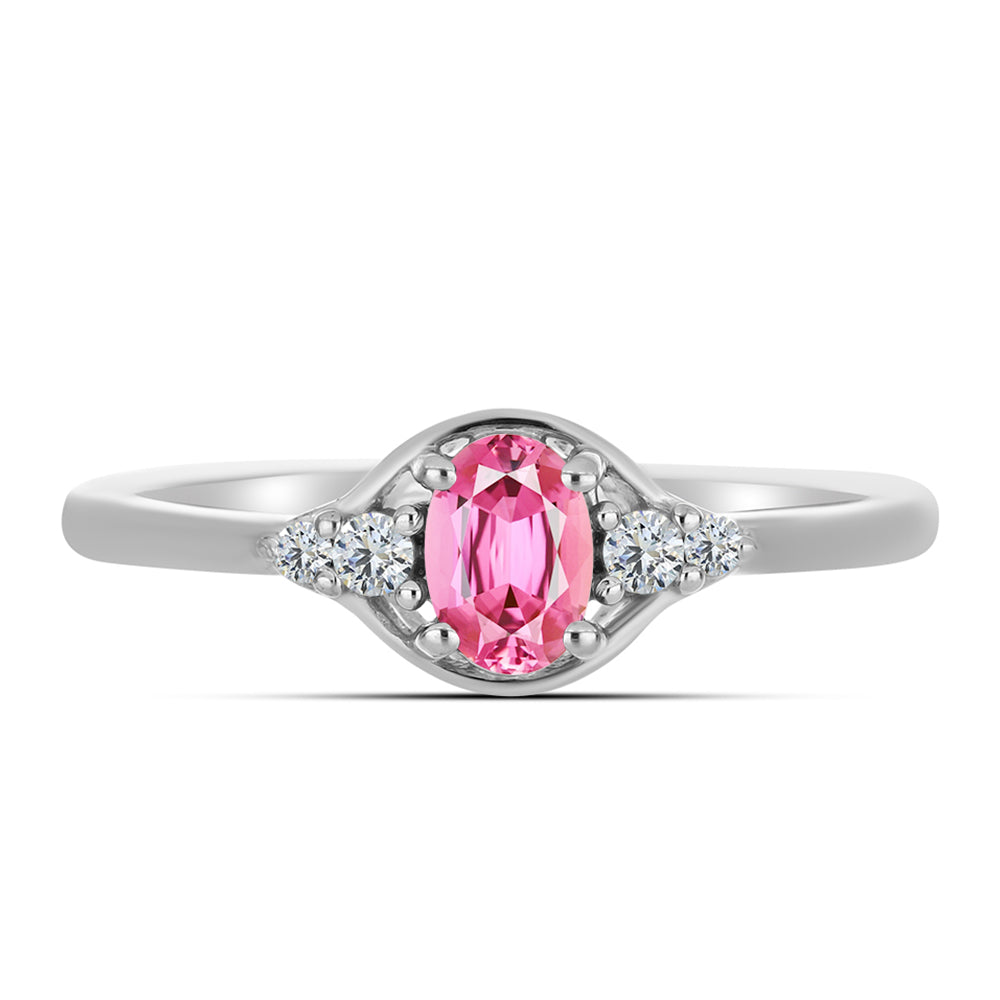 Anillo de Plata con Turmalina Rosa de Pelmadulla y Topacio Blanco 1 