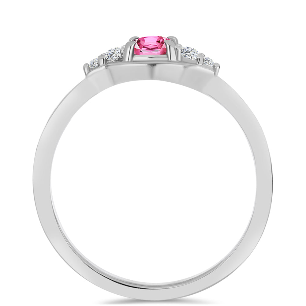 Anillo de Plata con Turmalina Rosa de Pelmadulla y Topacio Blanco 2 