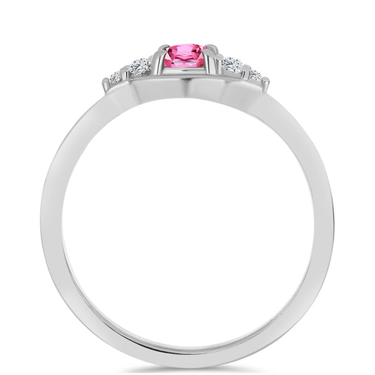 Anillo de Plata con Turmalina Rosa de Pelmadulla y Topacio Blanco