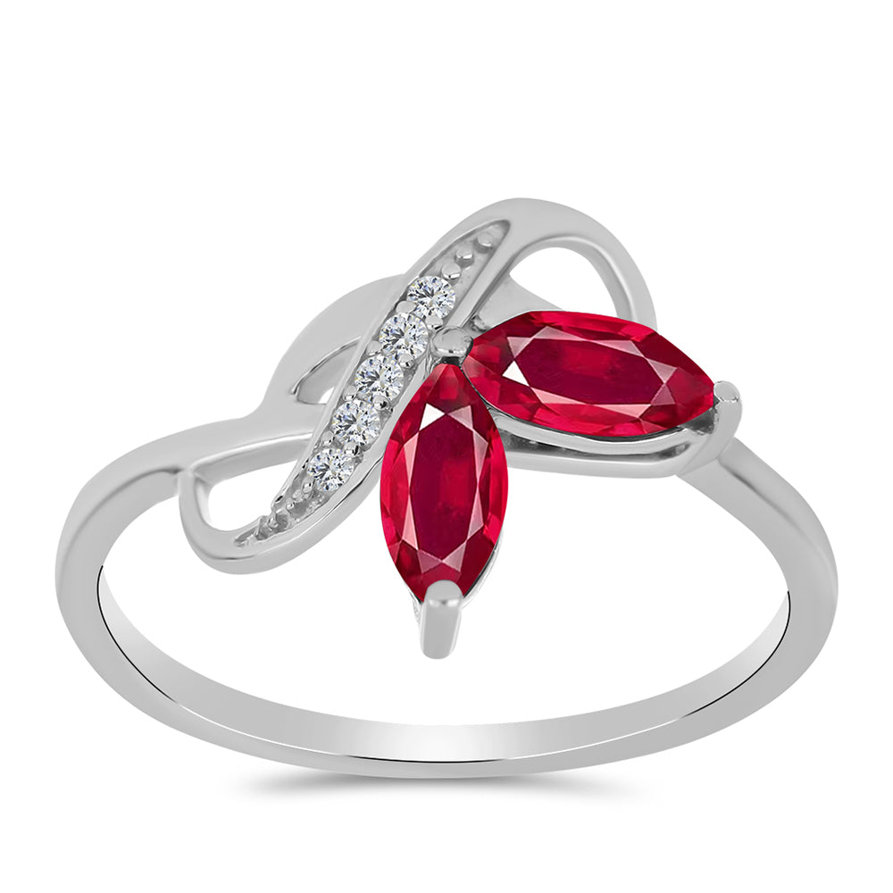 Anillo de Plata con Rubí de Madagascar y Topacio Blanco