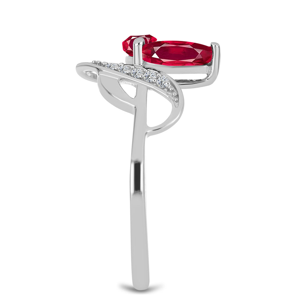 Anillo de Plata con Rubí de Madagascar y Topacio Blanco 4 
