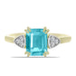 Anillo de Plata Bañada en Oro con Cuarzo Paraiba y Topacio Blanco