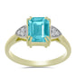 Anillo de Plata Bañada en Oro con Cuarzo Paraiba y Topacio Blanco