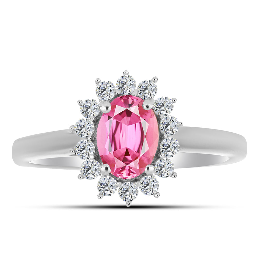 Anillo de Plata con Turmalina Rosa de Pelmadulla y Topacio Blanco