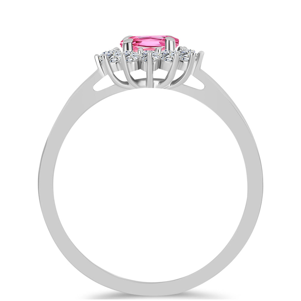 Anillo de Plata con Turmalina Rosa de Pelmadulla y Topacio Blanco