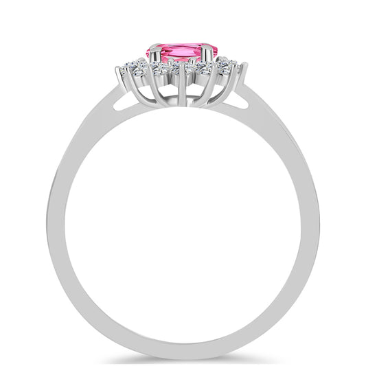 Anillo de Plata con Turmalina Rosa de Pelmadulla y Topacio Blanco