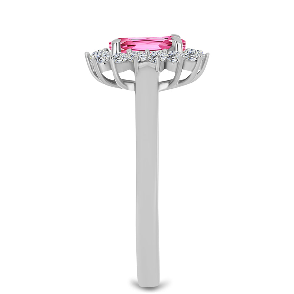 Anillo de Plata con Turmalina Rosa de Pelmadulla y Topacio Blanco 4 