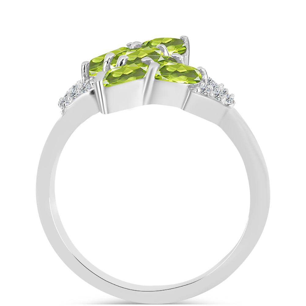 Anillo de Plata con Peridoto de Changbai y Topacio Blanco 2 
