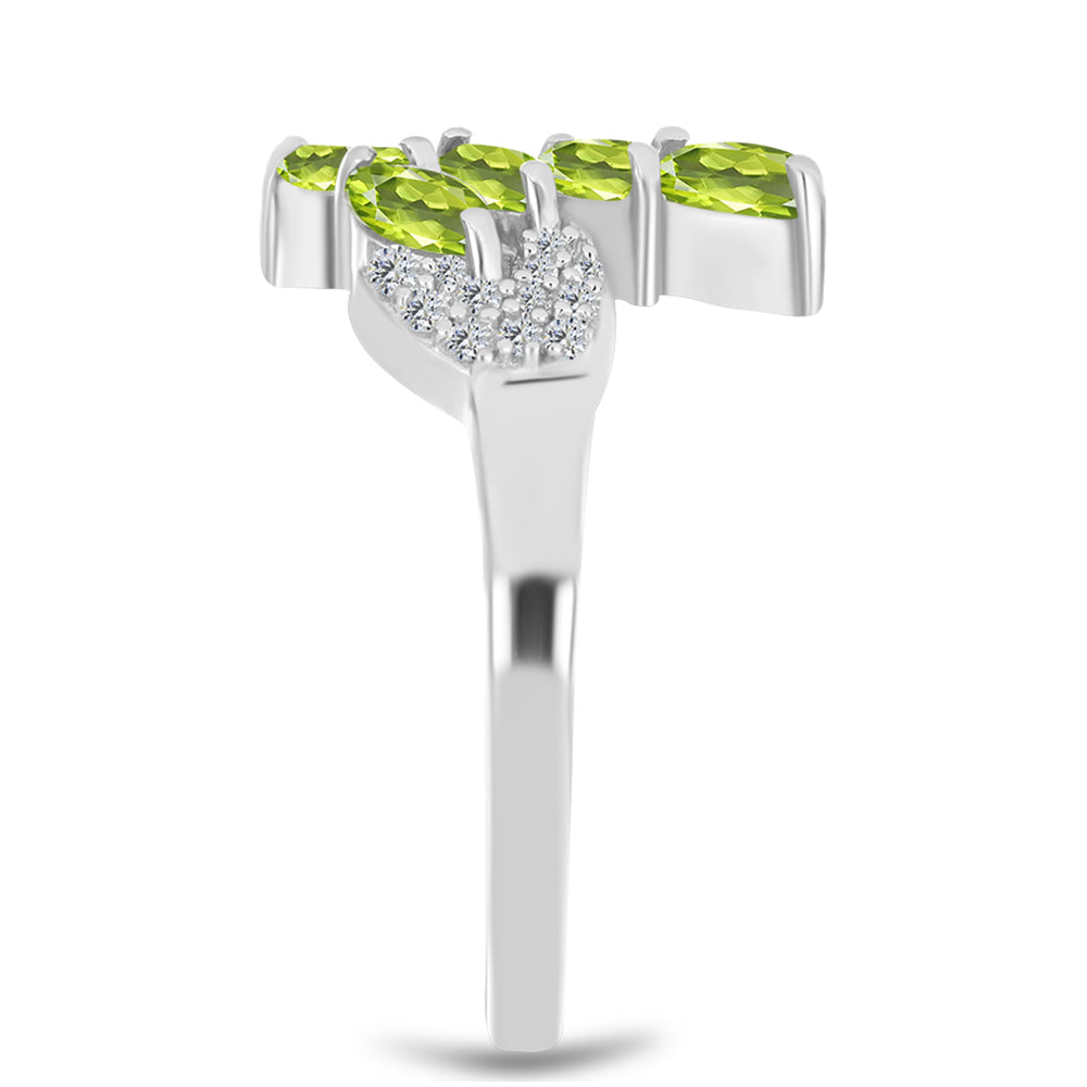 Anillo de Plata con Peridoto de Changbai y Topacio Blanco