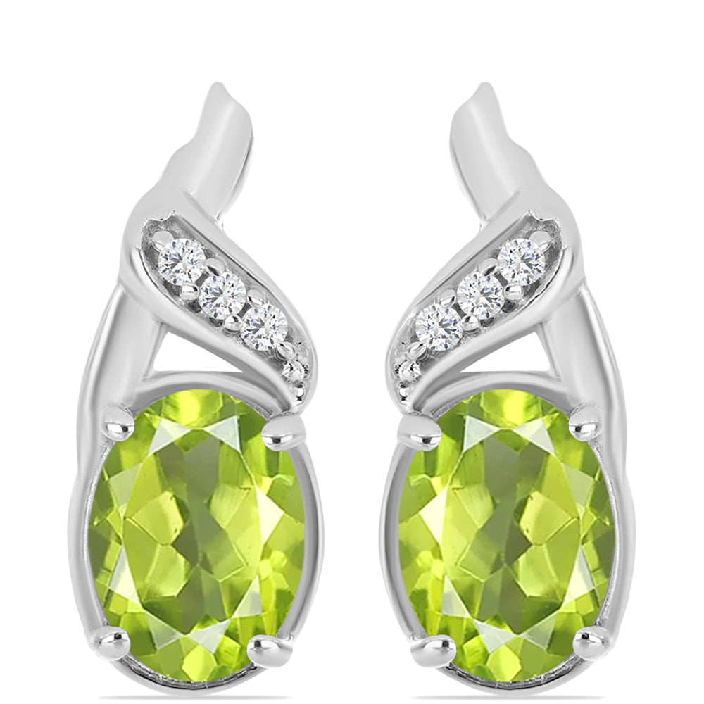 Pendientes de Plata con Peridoto de Changbai y Topacio Blanco 1 