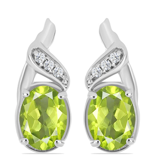 Pendientes de Plata con Peridoto de Changbai y Topacio Blanco