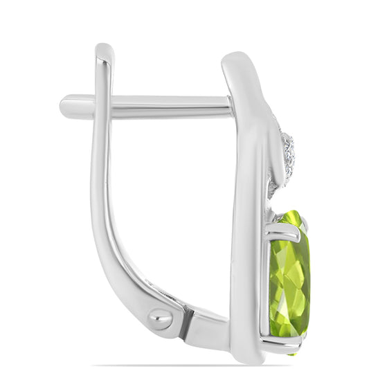 Pendientes de Plata con Peridoto de Changbai y Topacio Blanco