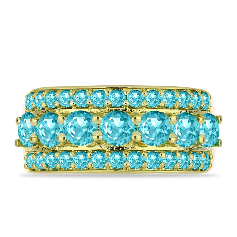 Anillo de Plata Bañada en Oro con Cuarzo Paraiba 5 