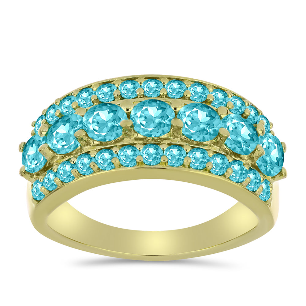 Anillo de Plata Bañada en Oro con Cuarzo Paraiba 7 
