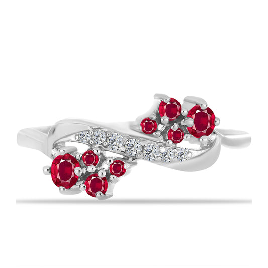 Anillo de Plata con Rubí de Madagascar y Topacio Blanco