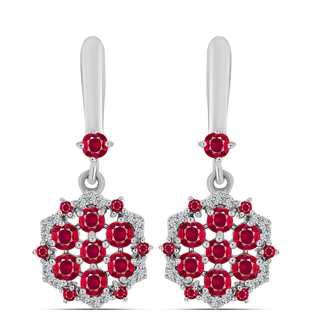 Pendientes de Plata con Rubí de Madagascar y Topacio Blanco 1 