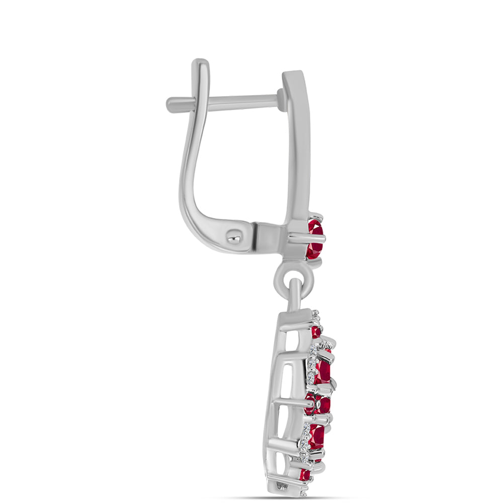 Pendientes de Plata con Rubí de Madagascar y Topacio Blanco 2 