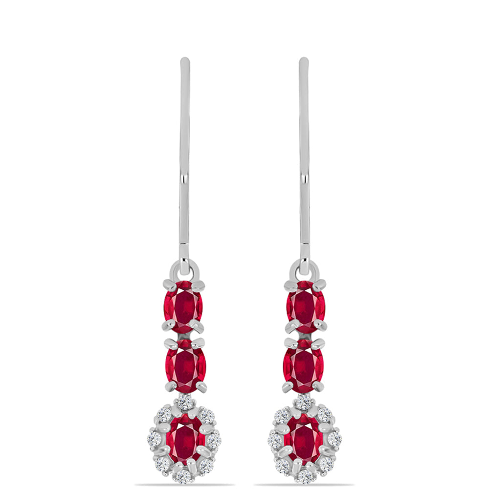 Pendientes de Plata con Rubí de Madagascar y Topacio Blanco