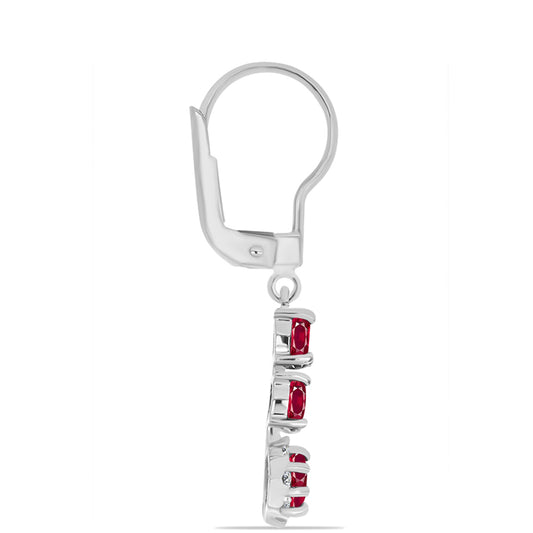 Pendientes de Plata con Rubí de Madagascar y Topacio Blanco