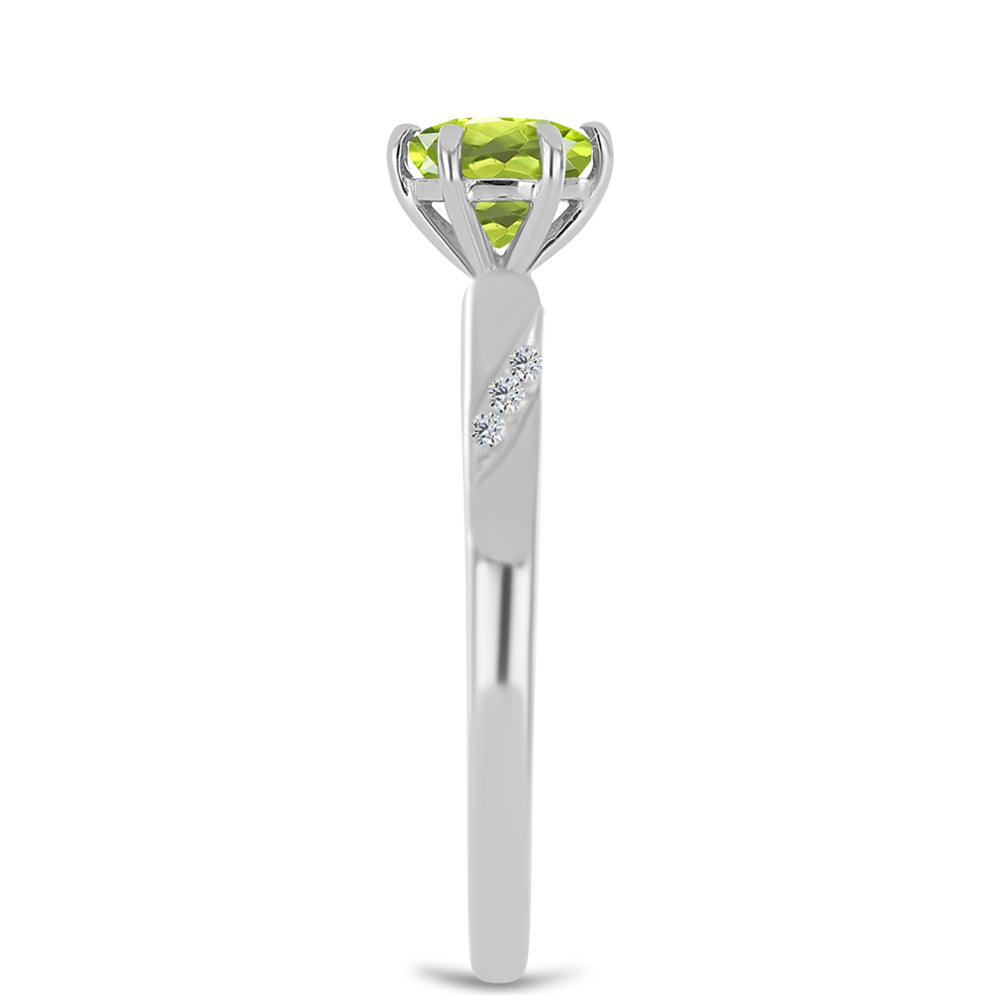 Anillo de Plata con Peridoto de Changbai y Topacio Blanco 4 