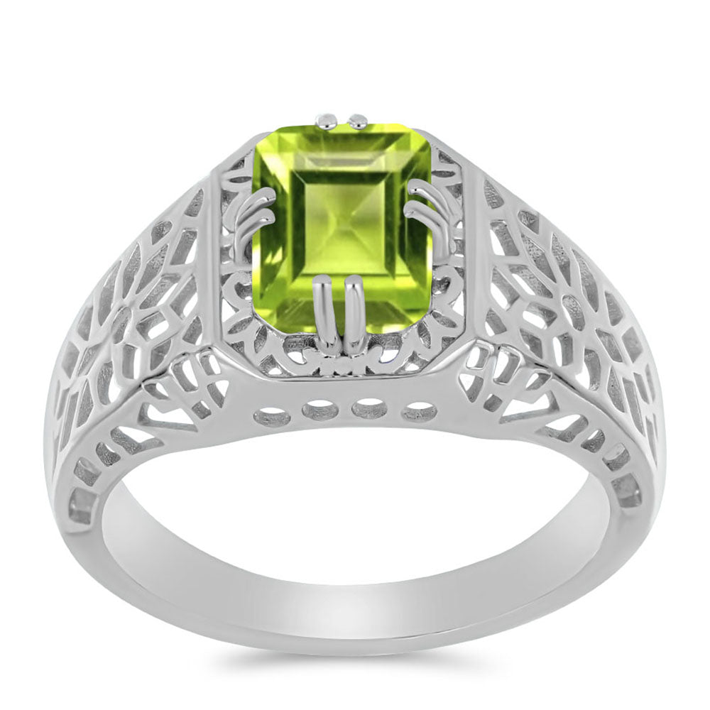 Anillo de Plata con Peridoto de Changbai