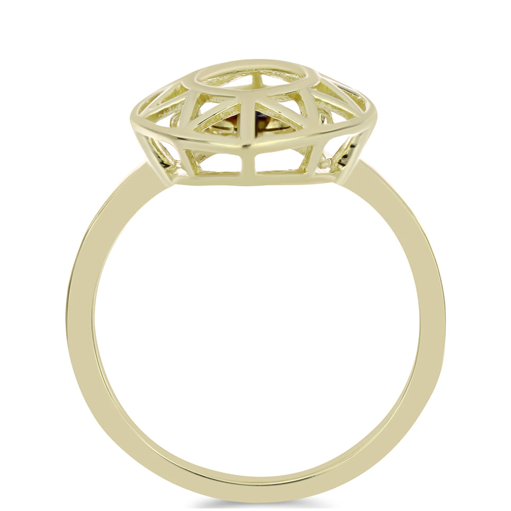 Anillo de Plata Bañada en Oro con Diamante azul danzante 2 