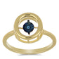 Anillo de Plata Bañada en Oro con Diamante azul danzante